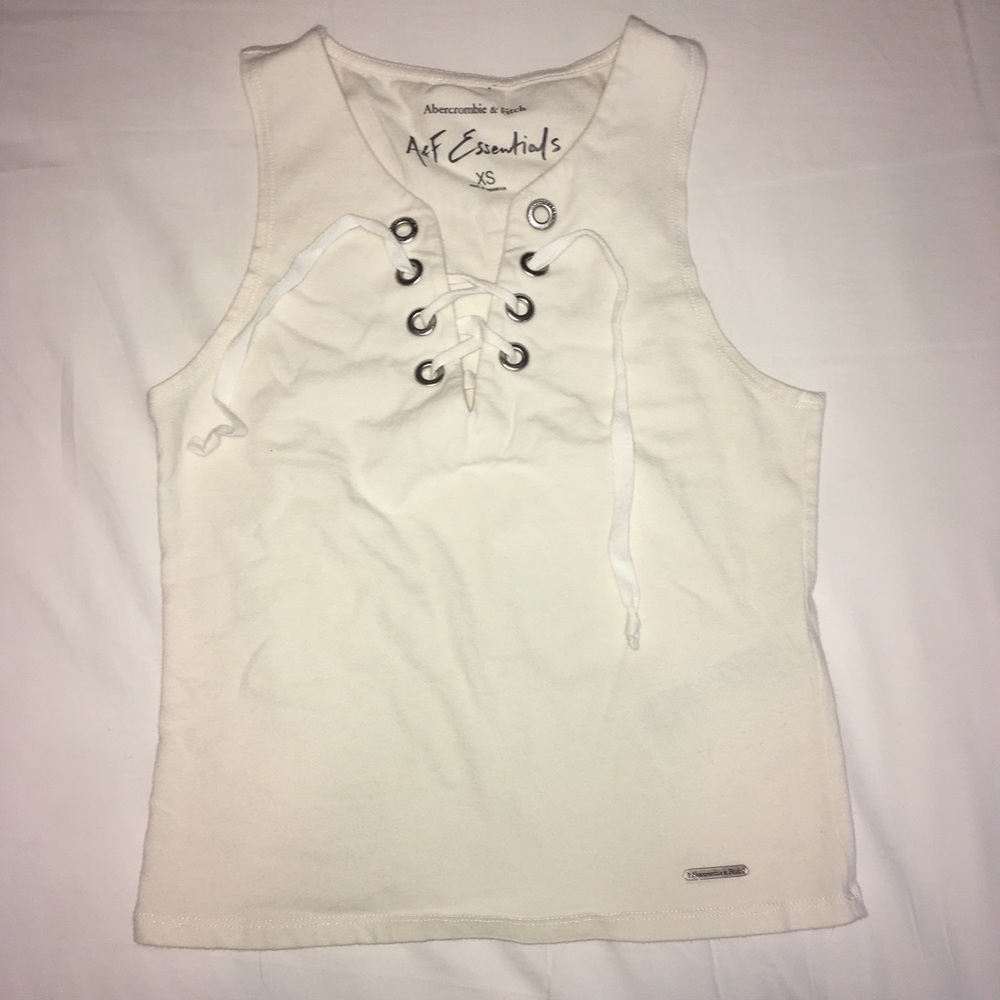 A&F Essential White Lace-Up Tank
